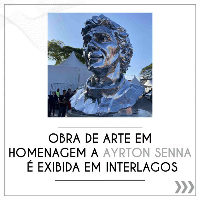 Obra de arte em homenagem a Ayrton Senna é exibida em Interlagos.