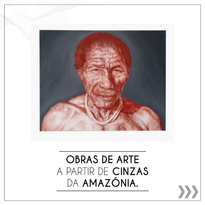 Obras de arte a partir de cinzas da Amazônia.